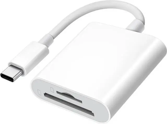 Main image of JAENFONG USB C SD Card Reader for iPhone 15 16/iPad/MacBook/Mac USB-C Type C SD Reader Supports SD and MicroSD Memory Card Adapter Trail Camera Viewer Plug and Play - 2 Slots