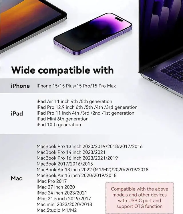Alt view image 3 of 7 - JAENFONG USB C SD Card Reader for iPhone 15 16/iPad/MacBook/Mac USB-C Type C SD Reader Supports SD and MicroSD Memory Card Adapter Trail Camera Viewer Plug and Play - 2 Slots