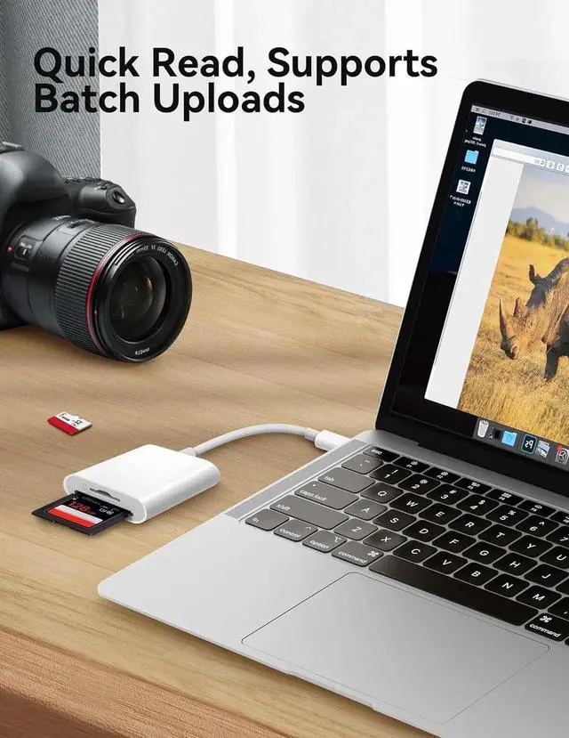 Alt view image 2 of 7 - JAENFONG USB C SD Card Reader for iPhone 15 16/iPad/MacBook/Mac USB-C Type C SD Reader Supports SD and MicroSD Memory Card Adapter Trail Camera Viewer Plug and Play - 2 Slots