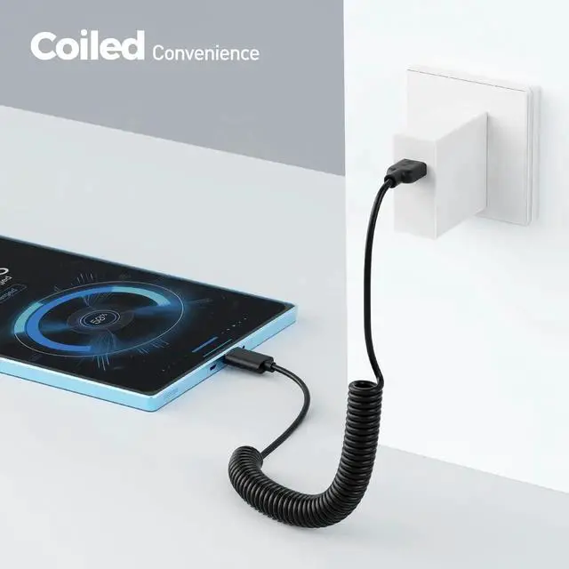 Alt view image 5 of 7 - 2-Pack USB to USB C Coiled Cable with 3A/15W Fast Charging 1-4ft Support CarPlay Android Auto Coiled USB-A to USB-C Cable for iPhone 16/15 Pro Max Plus Galaxy S23 iPad