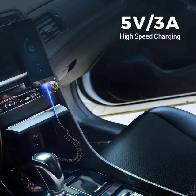 Alt view image 6 of 7 - 2-Pack USB to USB C Coiled Cable with 3A/15W Fast Charging 1-4ft Support CarPlay Android Auto Coiled USB-A to USB-C Cable for iPhone 16/15 Pro Max Plus Galaxy S23 iPad