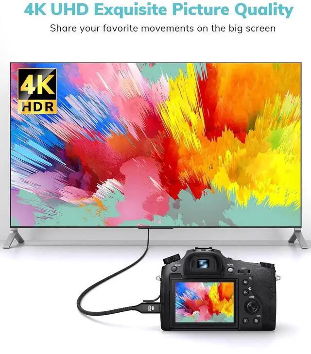 Alt view image 5 of 7 - JAENFONG Mini HDMI to HDMI Cable 3.3FT [Aluminum Shell Braided] High Speed 4K 60Hz HDMI 2.0 Cord Compatible with Camera Camcorder Tablet and Graphics/Video Card Laptop Raspberry Pi Zero W