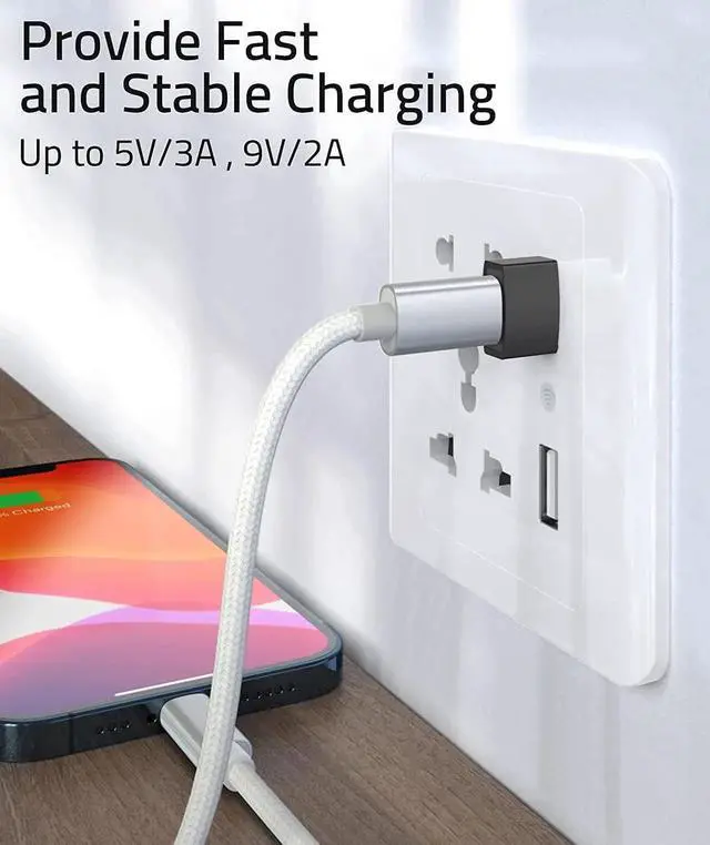 Alt view image 2 of 7 - JAENFONG USB C Female to USB Male Adapter Pack of 3 Type C to USB A Converter Compatible with iPhone 16/15/14/13 Pro Max iPad Air 6 Watch Series 9/8/7 AirPods 3 Galaxy etc Black