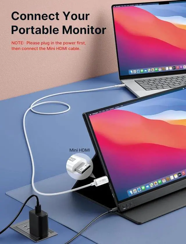 Alt view image 5 of 6 - JAENFONG USB C to Mini HDMI Cable 3FT High Speed 4K Type C to Mini HDMI (4K@30Hz/2K@60Hz/1080P) Uni-Directional Cord Compatible with Portable Monitor Steam Deck Laptop Phone MacBook iPad