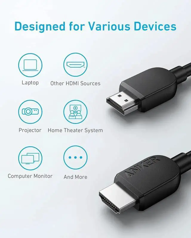 Alt view image 3 of 6 - JAENFONG HDMI Cable 8K@60Hz 6FT Ultra HD 4K@120Hz HDMI Cord 48 Gbps Certified Ultra High-Speed Compatible with PlayStation 5 Xbox TVs and More