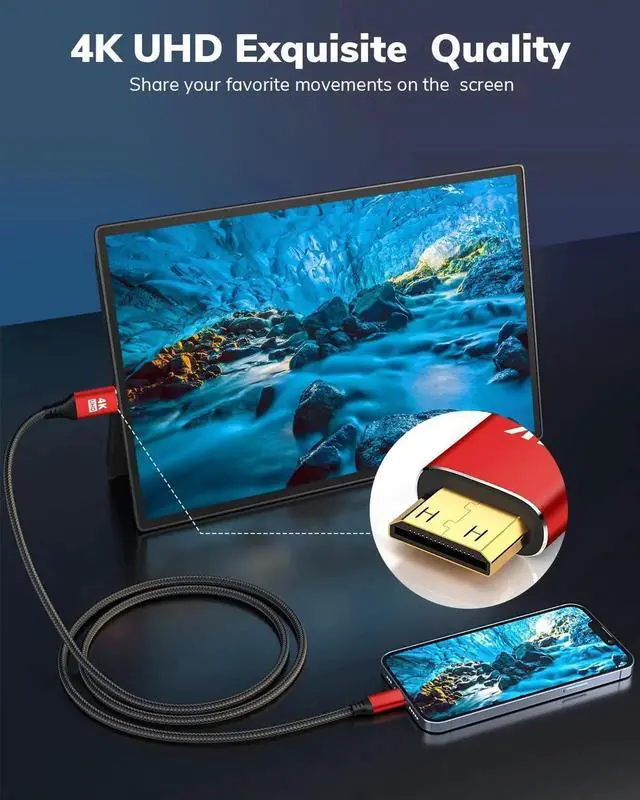 Alt view image 3 of 7 - JAENFONG 4K USB C to Mini HDMI Cable 3FT Supports 4K@60Hz 2K@120Hz High Speed Type-C to Mini HDMI Uni-Directional Cord for Steam Deck ROG Ally Laptop MacBook KYY ARZOPA MNN Portable Monitor