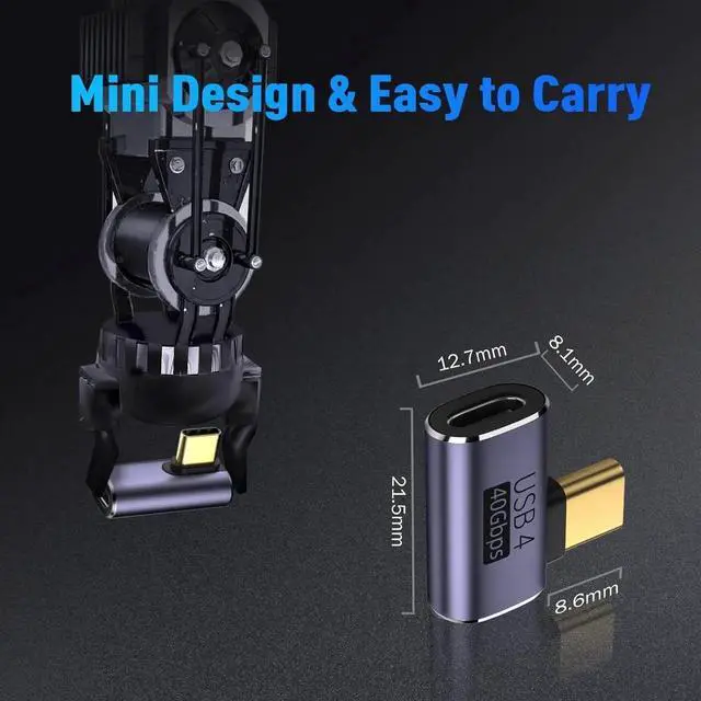 Alt view image 4 of 7 - JAENFONG USB C 90 Degree Adapter (2 Pack) 40Gbps Data Transfer USB Type C Male to Female Right Angle Extender for Steam Deck Switch Thunderbolt4 Laptop Mobile Phone Tablet