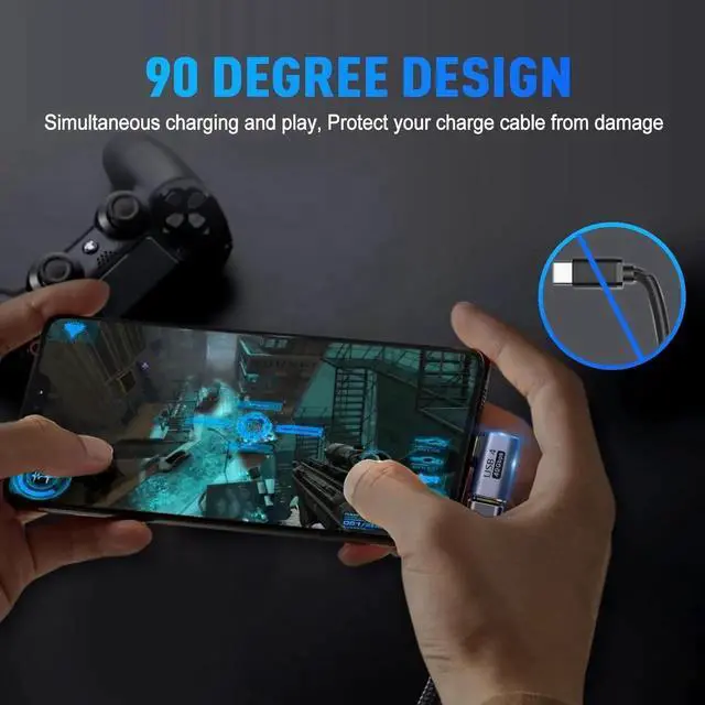 Alt view image 2 of 7 - JAENFONG USB C 90 Degree Adapter (2 Pack) 40Gbps Data Transfer USB Type C Male to Female Right Angle Extender for Steam Deck Switch Thunderbolt4 Laptop Mobile Phone Tablet