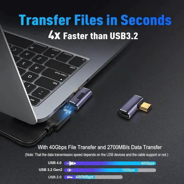 Alt view image 7 of 7 - JAENFONG USB C 90 Degree Adapter (2 Pack) 40Gbps Data Transfer USB Type C Male to Female Right Angle Extender for Steam Deck Switch Thunderbolt4 Laptop Mobile Phone Tablet