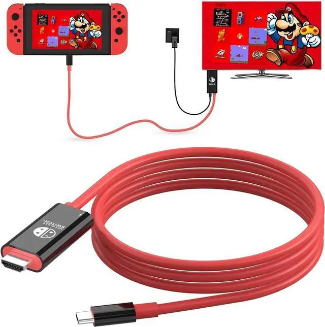 Main image of JAENFONG USB C to HDMI Adapter Cable for Nintendo Switch Dock 6FT/1.8M Switch Docking Station for TV with 4K Switch Dock HDMI Cable 100W Switch Charging Dock- Black with Red Not for Switch 2
