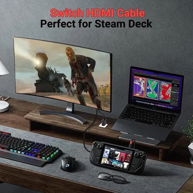 Alt view image 5 of 7 - JAENFONG USB C to HDMI Adapter Cable for Nintendo Switch Dock 6FT/1.8M Switch Docking Station for TV with 4K Switch Dock HDMI Cable 100W Switch Charging Dock- Black with Red Not for Switch 2