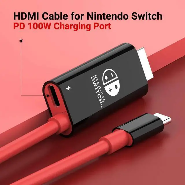 Alt view image 4 of 7 - JAENFONG USB C to HDMI Adapter Cable for Nintendo Switch Dock 6FT/1.8M Switch Docking Station for TV with 4K Switch Dock HDMI Cable 100W Switch Charging Dock- Black with Red Not for Switch 2