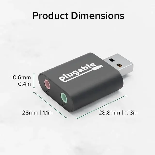 Alt view image 3 of 7 - JAENFONG USB Audio Adapter with 3.5mm Speaker-Headphone and Microphone Jack Add an External Stereo Sound Card to Any PC Compatible with Windows Mac and Linux - Driverless