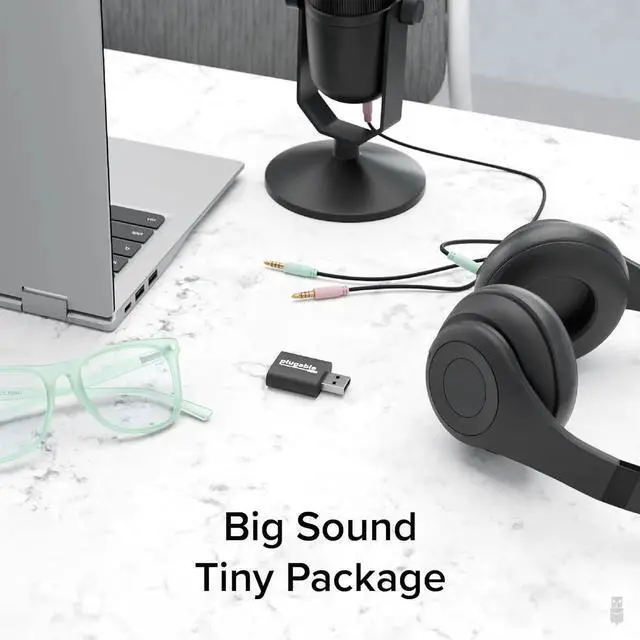 Alt view image 6 of 7 - JAENFONG USB Audio Adapter with 3.5mm Speaker-Headphone and Microphone Jack Add an External Stereo Sound Card to Any PC Compatible with Windows Mac and Linux - Driverless