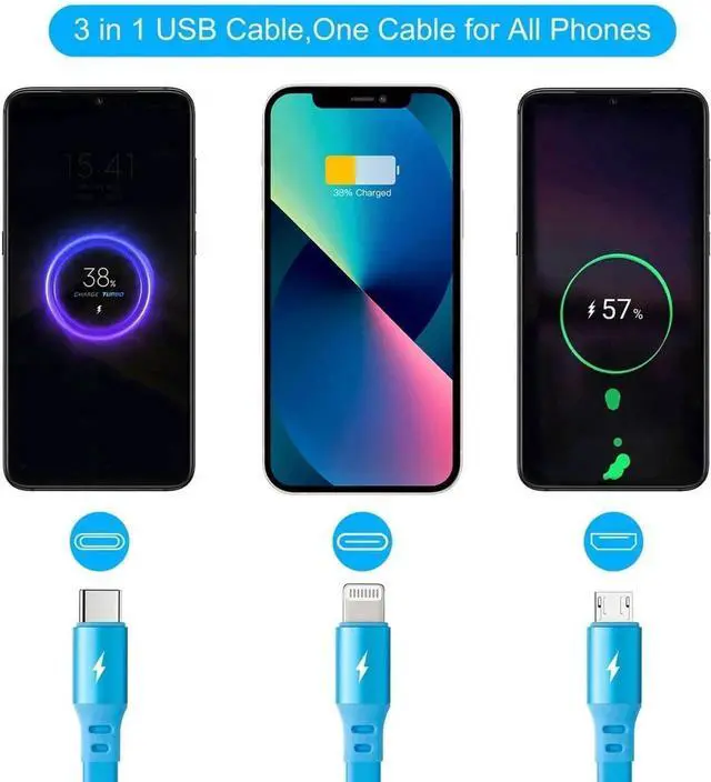 Alt view image 4 of 7 - Multi Charging Cable 2Pack 4Ft Retractable USB Charger Cord 4 in 1 Fast Chargers for Multiple Devices with Lightning/Type C/Micro USB Port for Cell Phones iPhone iPad Galaxy PS Tablet More