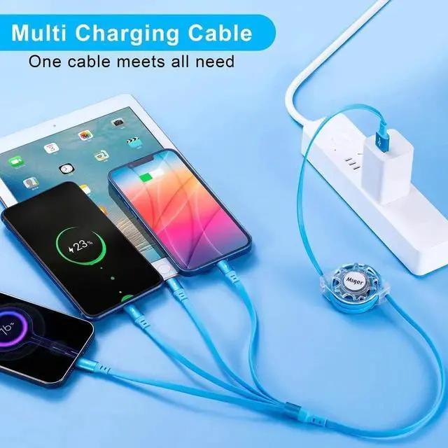 Alt view image 6 of 7 - Multi Charging Cable 2Pack 4Ft Retractable USB Charger Cord 4 in 1 Fast Chargers for Multiple Devices with Lightning/Type C/Micro USB Port for Cell Phones iPhone iPad Galaxy PS Tablet More