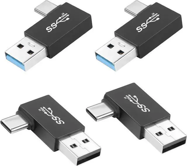 Main image of JAENFONG 90° Angle USB3.1 Male to USB C Male Charging Adapter 10Gbps USB3.1 Plug to USB C Plug L Angle Data Connector QC60W/PD15W (only A to C) for Wall Charger PC Laptop 4Pcs (2 Left+2 Right)