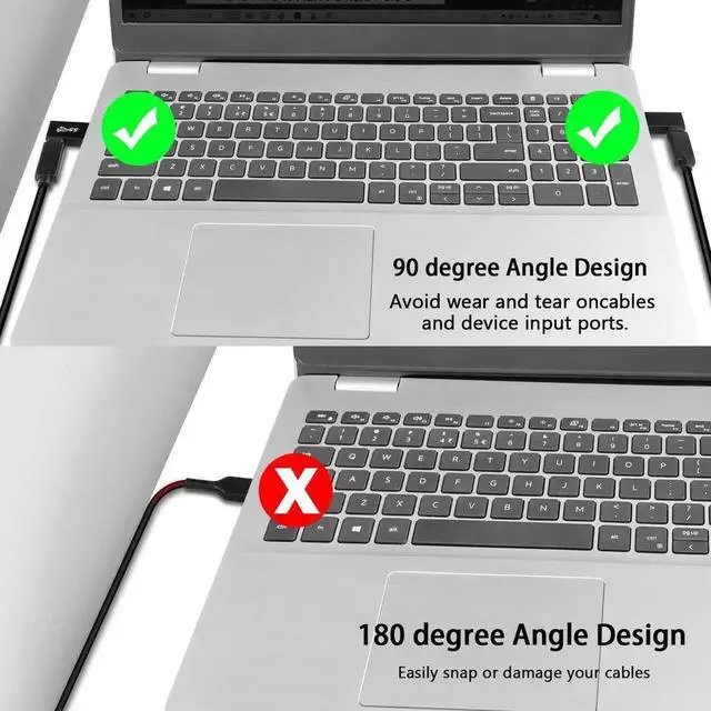 Alt view image 4 of 7 - JAENFONG 90° Angle USB3.1 Male to USB C Male Charging Adapter 10Gbps USB3.1 Plug to USB C Plug L Angle Data Connector QC60W/PD15W (only A to C) for Wall Charger PC Laptop 4Pcs (2 Left+2 Right)