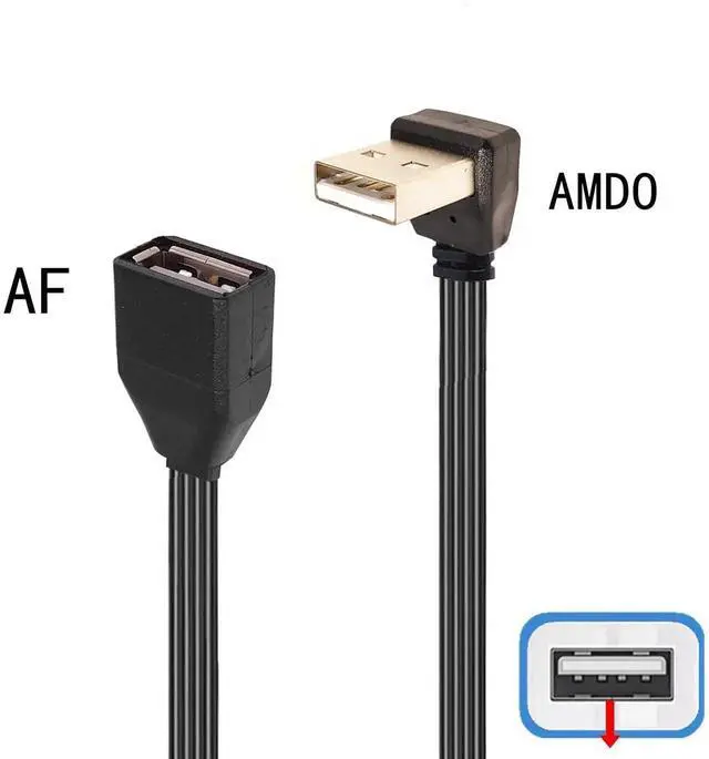 Alt view image 4 of 5 - JAENFONG USB Extension Cable USB Device with The USB 2.0 Port of Your PC Notebook or USB This 90 Degree USB Cable is USB Male to Female Data Cable Left and Right UP Angle (AMDO-AF 30CM)