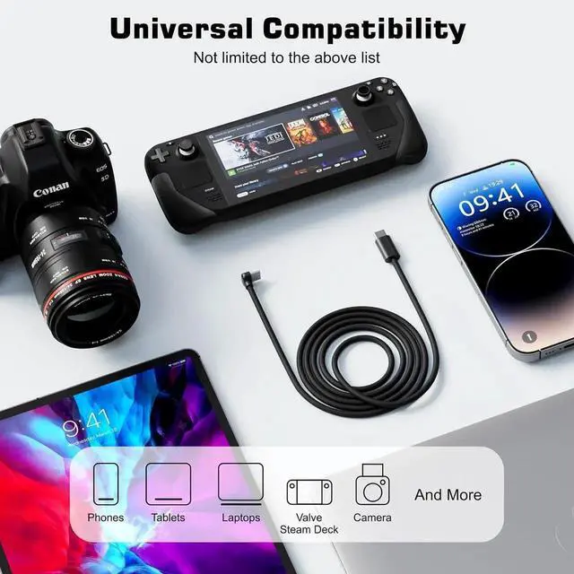 Alt view image 7 of 7 - JAENFONG USB C Cable Right Angle 90° Short Connector Charger (6ft 60W) USB C to USB C for iPhone 15 Galaxy S23 MacBook Pro 2020 iPad Pro iPad Air 4 Pixel Switch Enhanced Gaming Comfort