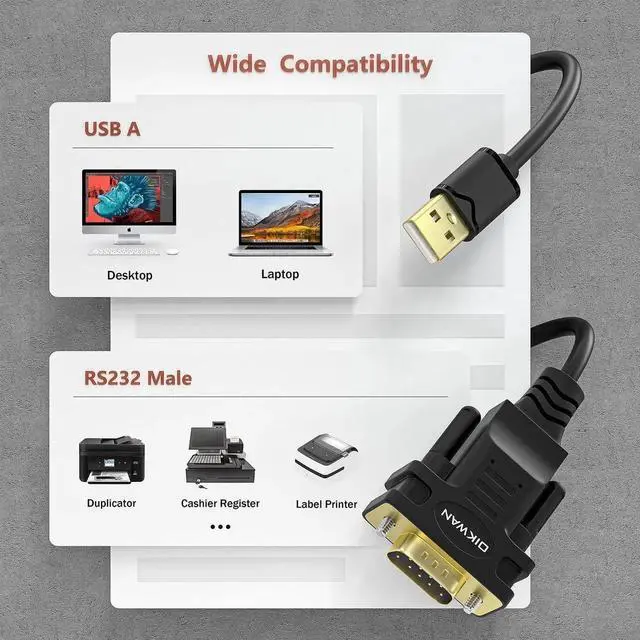 Alt view image 4 of 7 - JAENFONG USB to RS232 USB Serial Adapter with FTDI Chipset USB 2.0 to Male DB9 Serial Cable for Windows 11 10 8 7 Vista XP 2000 Linux and Mac OS(6ft)
