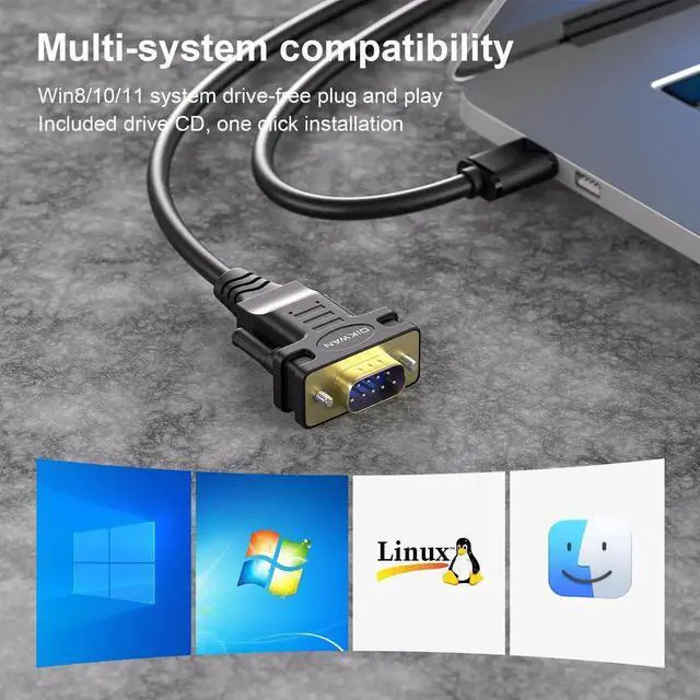 Alt view image 6 of 7 - JAENFONG USB to RS232 USB Serial Adapter with FTDI Chipset USB 2.0 to Male DB9 Serial Cable for Windows 11 10 8 7 Vista XP 2000 Linux and Mac OS(6ft)