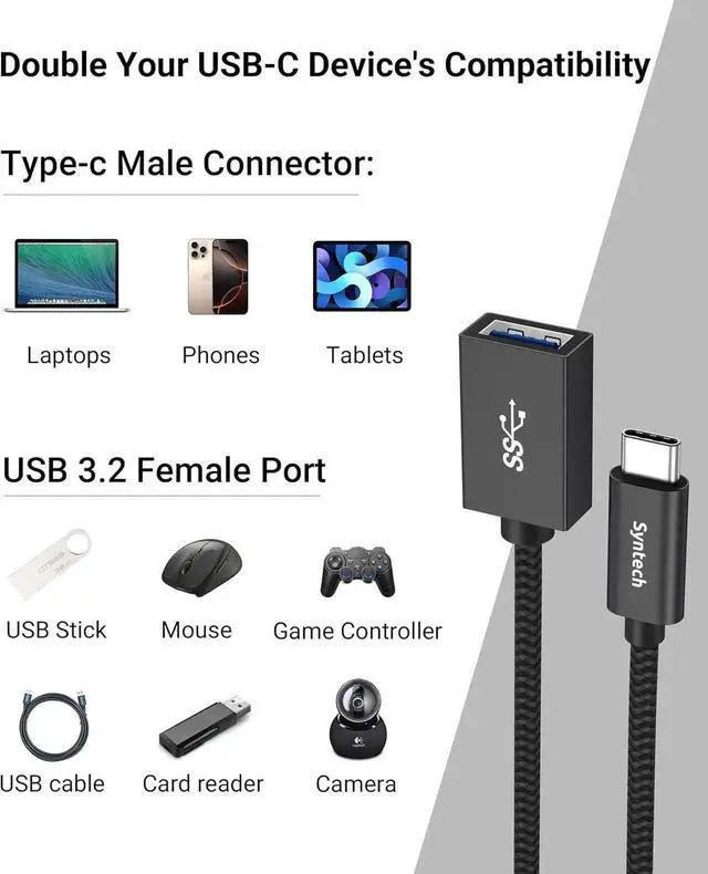 Alt view image 5 of 7 - JAENFONG USB C to USB Adapter 2 Pack USB C to USB 3 Type C to Type A Thunderbolt 3 to USB Female Adapter OTG Cable Compatible with iPhone 16/15 Pro Max iPad mini 6 MacBook Pro Air and More