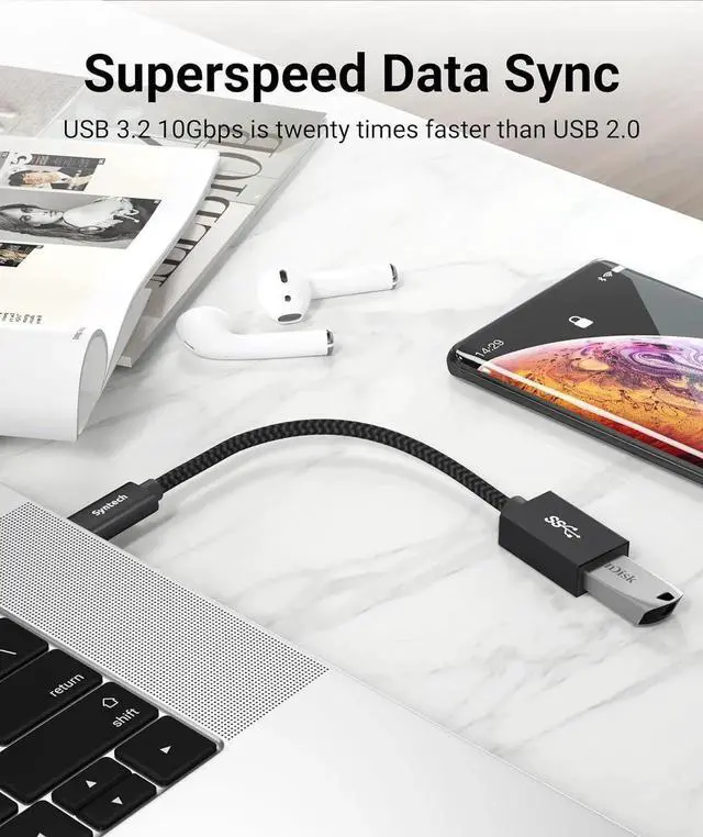 Alt view image 6 of 7 - JAENFONG USB C to USB Adapter 2 Pack USB C to USB 3 Type C to Type A Thunderbolt 3 to USB Female Adapter OTG Cable Compatible with iPhone 16/15 Pro Max iPad mini 6 MacBook Pro Air and More