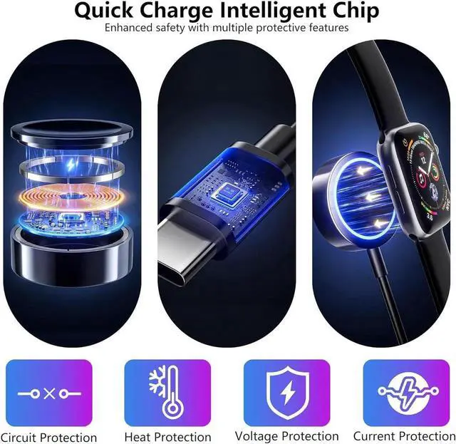 Alt view image 5 of 7 - 5-in-2 Multi Charging Cable for Watch Charger: USB A/C Input Lightning/Type C/Micro/Mini B/Wireless Output Compatible with iPhone 15-13 iWatch 1-9 Galaxy S23-22 4FT (Black)