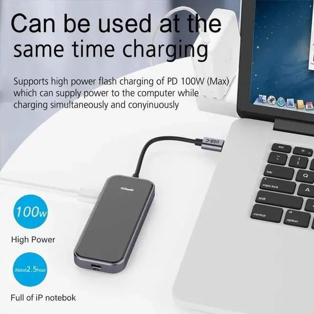 Alt view image 3 of 6 - JAENFONG USB C Hub 5 in 1 Multi-Port Digital AV Adapter 4K HDMI 100W Power Delivery 3 USB-A Data Ports USB C Dongle Compatible for MacBook Pro Air Ipad HP iMac iPhone 15 Pro/Pro etc.