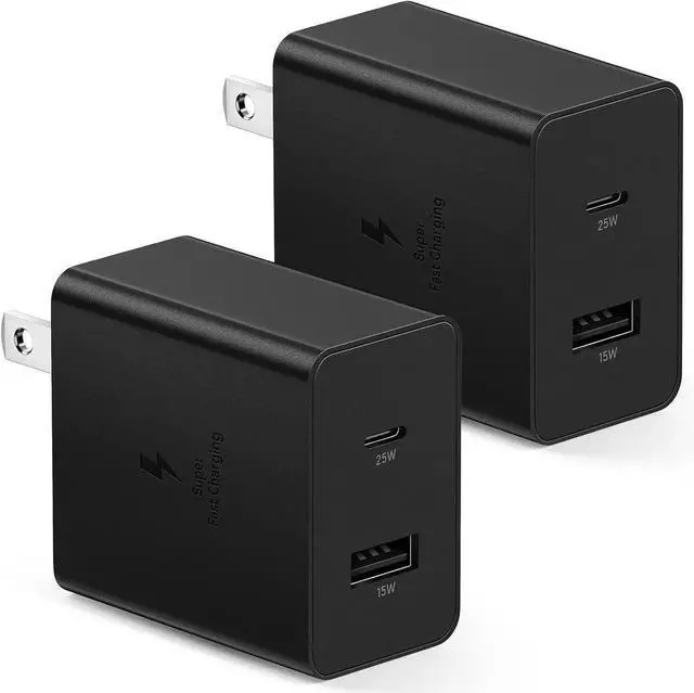 Main image of USB C Charger Block 2 Pack 35W Dual Port Wall Charger QC PD3.0 USB C Fast Charging Block Type C Plug for Galaxy S23 S22 S21 Ultra/iPhone 15/14/13/12/11 and More USB C and USB A Devices (Black)