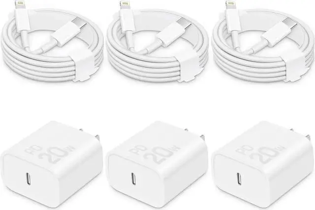 Main image of i Phone Charger Fast Charging-20W USB-C Block with 6 Ft Cord [MFi Certified] Compatible with i Phone 14/13/12/11/X Series i Pad & More [3 Pack]