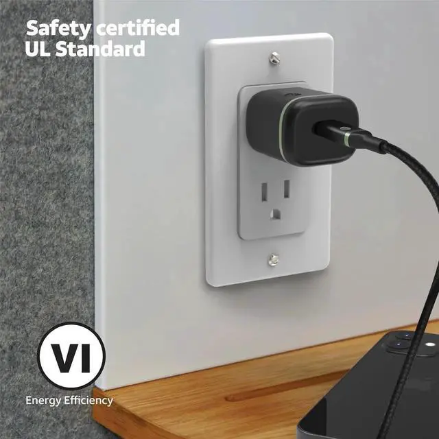 Alt view image 6 of 7 - USB-C Wall Charger Fast Charging Power Adapter Foldable Prongs Travel-Friendly for Compatible with iPhone iPad Galaxy Google Pixel (30W Black)