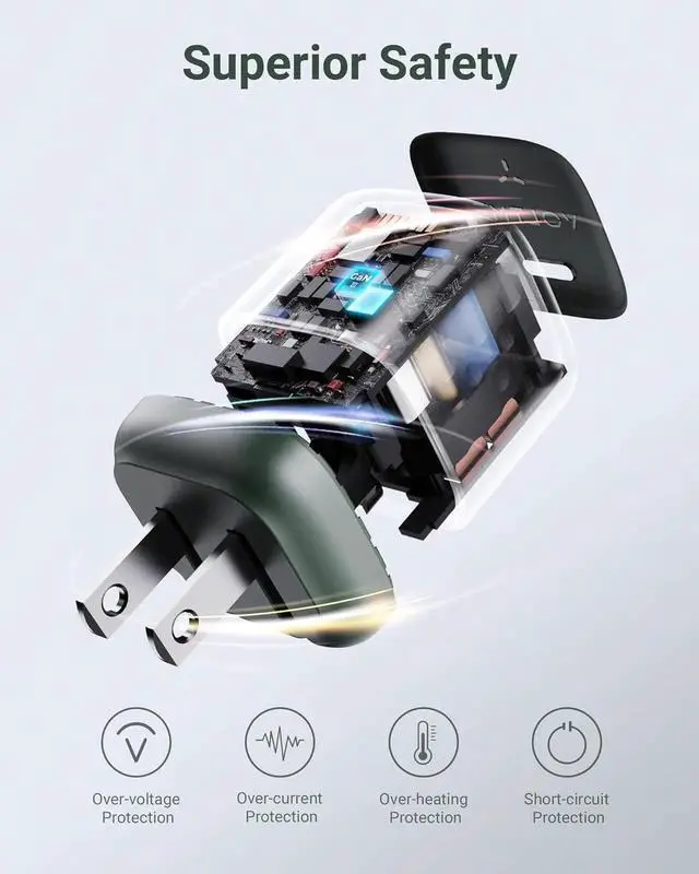 Alt view image 3 of 7 - 30W USB C Charger Slim Compact Fast Charger Block Foldable GaN Wall Charger USB-C Power Adapter for iPhone 15 14 13 12 11 Pro Max Galaxy S24 23 22 21 Note iPad Pro Pixel