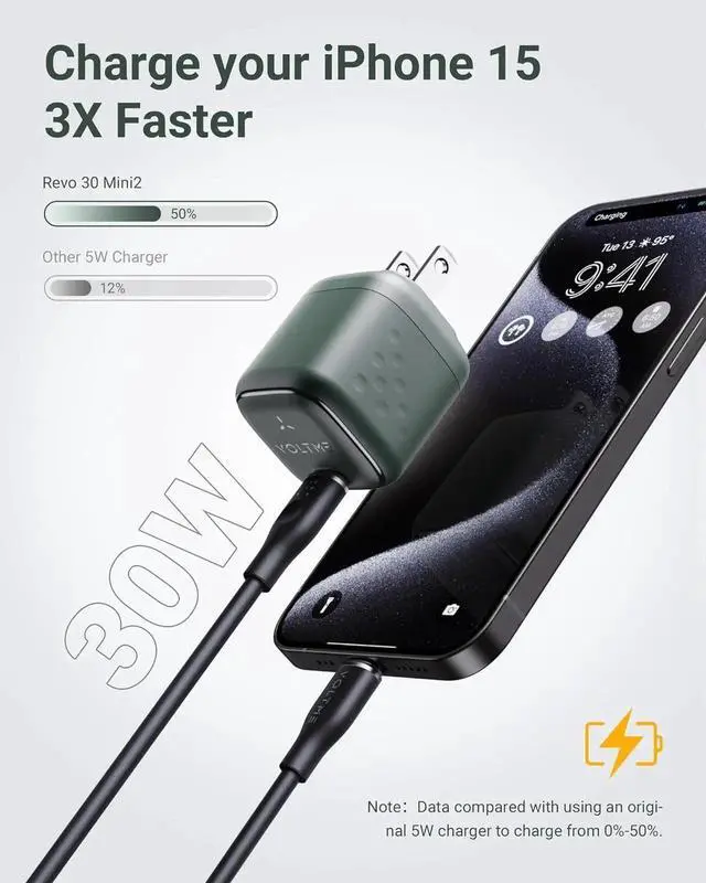 Alt view image 2 of 7 - 30W USB C Charger Slim Compact Fast Charger Block Foldable GaN Wall Charger USB-C Power Adapter for iPhone 15 14 13 12 11 Pro Max Galaxy S24 23 22 21 Note iPad Pro Pixel