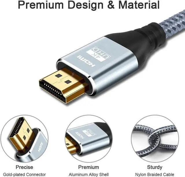 Alt view image 5 of 7 - JAENFONG HDMI Cable 4K 60 Hz 20 ft High Speed HDMI 2.0 Cables 18Gbps 4K @ 60Hz Ultra HD 2160P 1080P ARC 3D HDCP 2.2 Cord Braided for Laptop Monitor PS5 PS4 Xbox One Fire TV