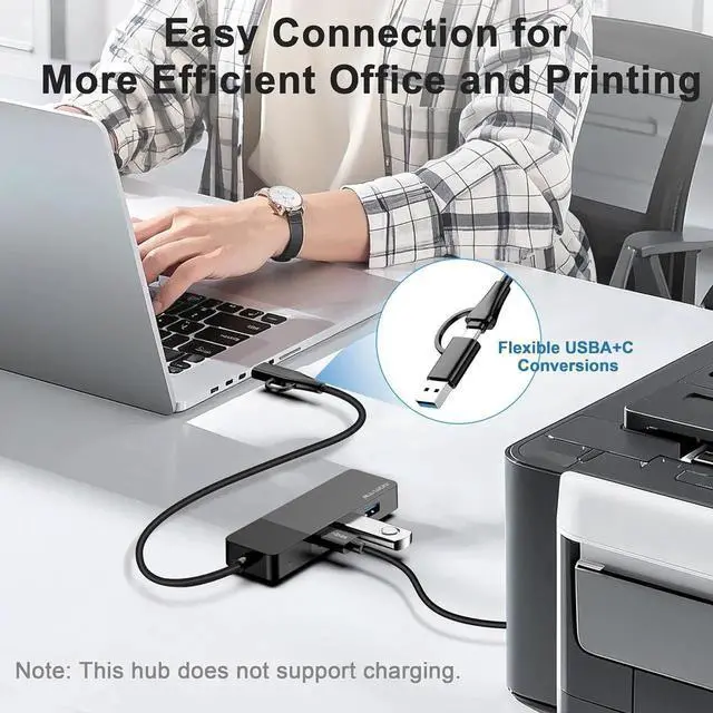 Alt view image 6 of 7 - JAENFONG ALL-LUCKY USB to Ethernet Adapter 4 in 1 USB C to Ethernet Adapter Hub with 3 x USB 3.0 Port/Gigabit Internet Port High-Speed Network Hub Compatible for iMac MacBook ProiPad ProXPS