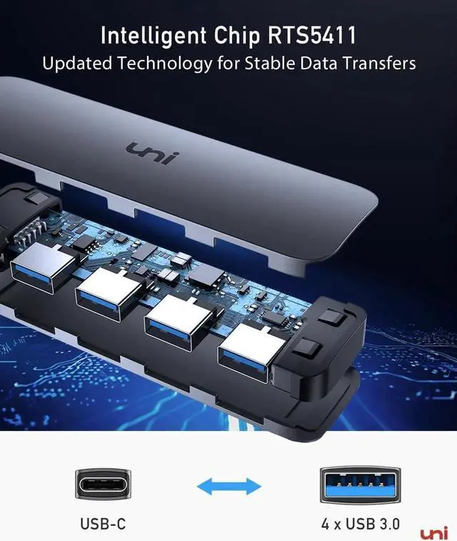 Alt view image 4 of 7 - JAENFONG USB C to USB Hub Multiport Adapter Aluminum 4 Ports USB C Splitter for Laptop Slim Thunderbolt 3/4 Data USB Hub Compatible for MacBook Pro/Air iPad Pro Chromebook | Keyboard Mouse HDD