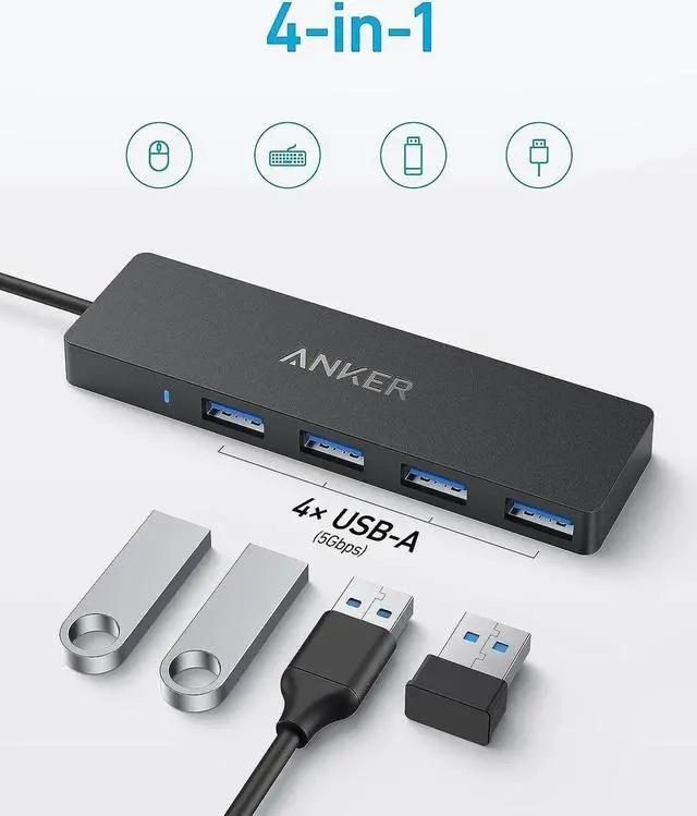 Alt view image 7 of 7 - JAENFONG 4-Port USB 3.0 Hub with 5Gbps Data Transfer Ultra-Slim Data USB C Hub [Charging Not Supported] for MacBook iMac Surface Mobile HDD and More (USB-C 0.7 ft)