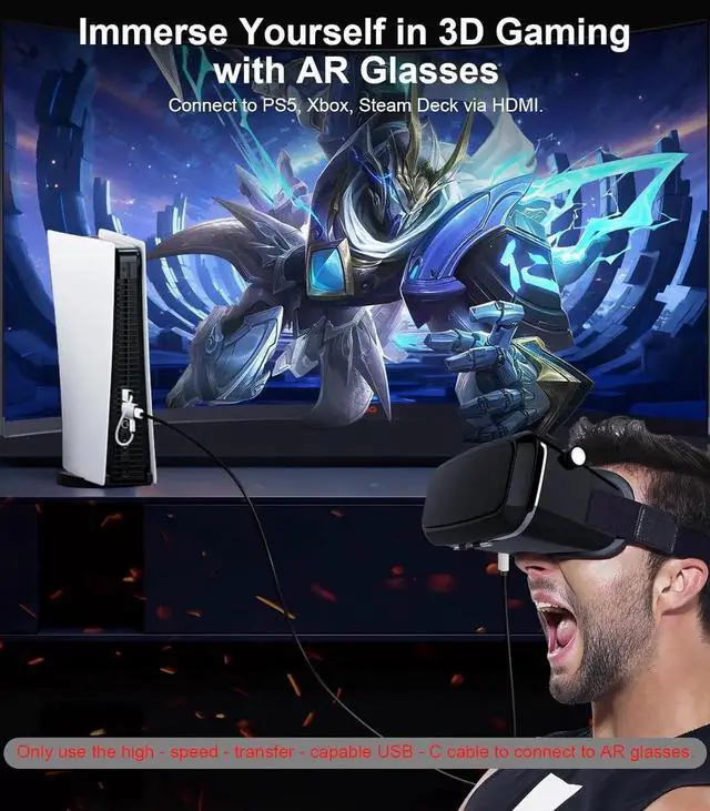 Alt view image 3 of 7 - JAENFONG HDMI to USB C Adapter 4K 60Hz | Uni-Directional HDMI Source to USB-C Display Adapter for AR Glasses XREAL OneAir 2 Pro/VITURE Pro/RayNeo Air 2s/Rokid PS5 Portable Monitors - 1 Pack