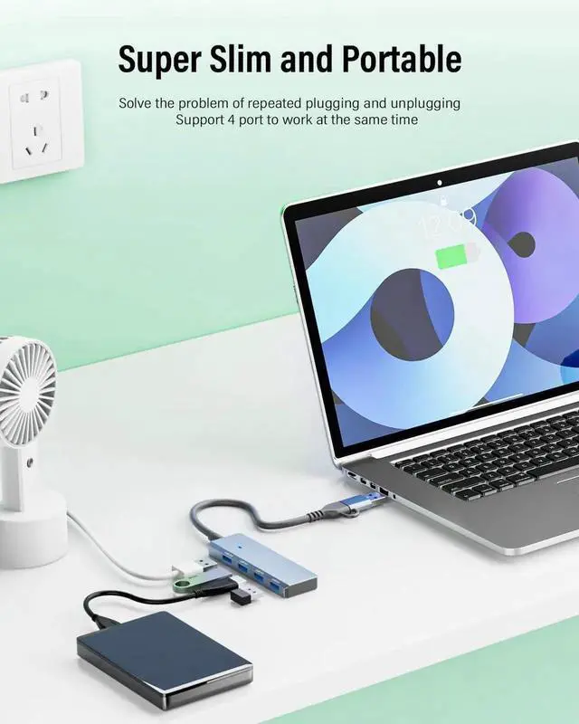 Alt view image 4 of 7 - JAENFONG USB 3.0 Hub 4 Ports 5Gbps Dual USB-A/C Aluminum Splitter Ultra-Slim Multiport Expander Adapter for iPhone 16/15 MacBook iPad Laptop PC Desktop HDD Keyboard Mouse Xbox PS5 Android