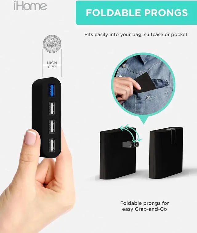 Alt view image 2 of 7 - JAENFONG Slim 4-Port USB Wall Charger AC Pro Multiport Plug Adapter Phone Charging Block with 4 Ports Flat USB Wall Adapter for Home & Travel