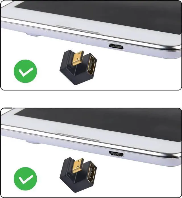 Alt view image 6 of 7 - JAENFONG 8K 180 Degree Mini HDMI to HDMI 2.1 Adapter (Up&Down) 180 Degree USB C to USB C Adapter 10Gbps for Portable Monitor Laptop Tablet (4 Pack