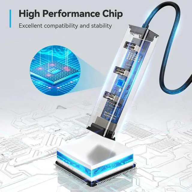 Alt view image 6 of 7 - JAENFONG USB C to Ethernet Aluminum 3 Port USB 3.0 Hub with RJ45 10/100/1000 Gigabit Ethernet Adapter Converter LAN Wired Network Adapter for Laptop