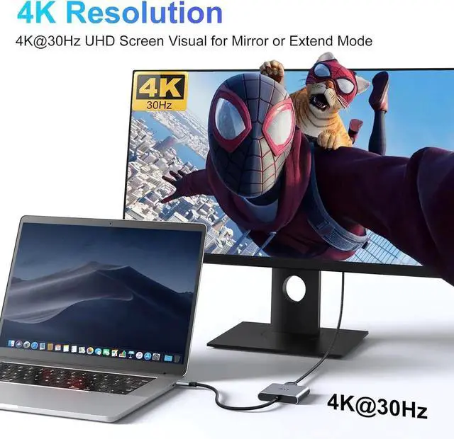 Alt view image 6 of 6 - USB C to HDMI Adapter Type C to Adapter Multiport USB-C Hub Digital AV Converter with 4K HDMI USB3.0 USB C PD Charge Port for iPad Pro/air MacBook Pro/air Tablet Switch iPhone 15 and More USBC Device