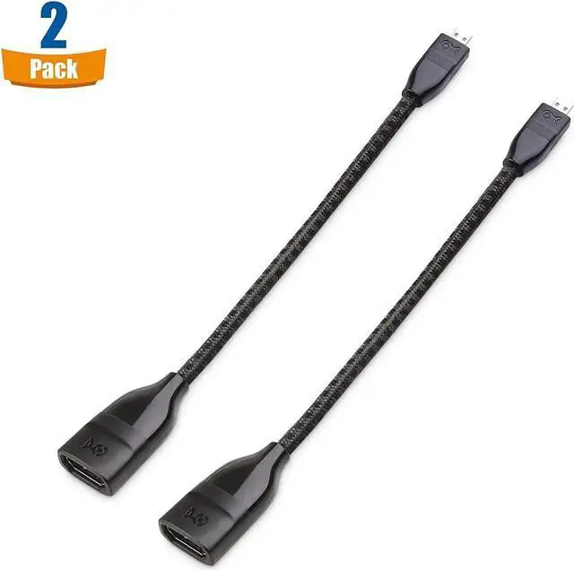 Alt view image 5 of 7 - JAENFONG 2-Pack 8K@60Hz / 4K@240Hz Micro HDMI to HDMI Adapter - 6 Inches with HDMI2.1 & HDR Support for Raspberry Pi 4 (RPI4) Raspberry Pi 5 (RPI5)