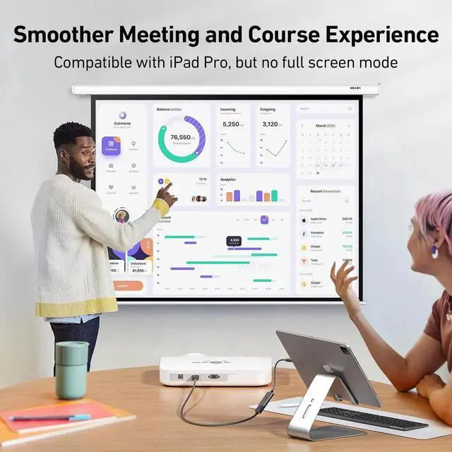 Alt view image 6 of 7 - JAENFONG USB-C to HDMI Adapter 4K@60Hz Thunderbolt 3/4 to HDMI Adapter Type C HDMI Converter Compatible with MacBook Pro/Air 2022 iPad Pro/Air Surface Laptop XPS Chromebook Galaxy & More