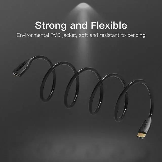 Alt view image 7 of 7 - JAENFONG HDMI Extension Cable 15FT 4K 60Hz HDMI Extender Male to Female Cord Compatible with TV Laptop Xbox Blu-Ray PS5/PS4 Switch