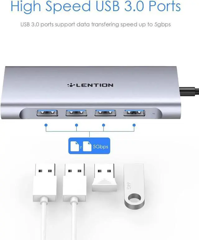 Alt view image 4 of 7 - JAENFONG USB-C Multi-Port Hub with 4K HDMI Output 100W PD 4 USB 3.0 5Gbps Compatible 2024-2016 MacBook Pro New Mac Air & Surface Chromebook iPhone 15 More Stable Driver Adapter (C35 Space Gray)