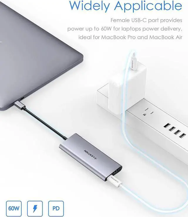 Alt view image 2 of 7 - JAENFONG USB-C Multi-Port Hub with 4K HDMI Output 100W PD 4 USB 3.0 5Gbps Compatible 2024-2016 MacBook Pro New Mac Air & Surface Chromebook iPhone 15 More Stable Driver Adapter (C35 Space Gray)